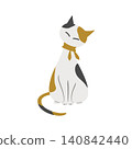 A cat sitting facing forward 140842440
