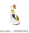 A cat sitting, viewed from the side. 140842442