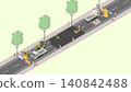 因施工而封閉的道路的等距投影影像（有綠地）。 140842488