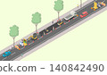 由於道路施工，道路實施單向交替通行，使用等距投影繪製（綠地）。 140842490