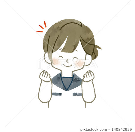 微笑女學生 - 水彩畫 微笑女學生 - 水彩畫 140842939