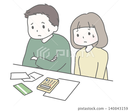 一對夫婦遭受家庭預算的困擾 一對夫婦遭受家庭預算的困擾 140843159