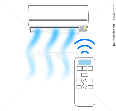 Image illustration of an air conditioner and remote control Image illustration of an air conditioner and remote control 140843546