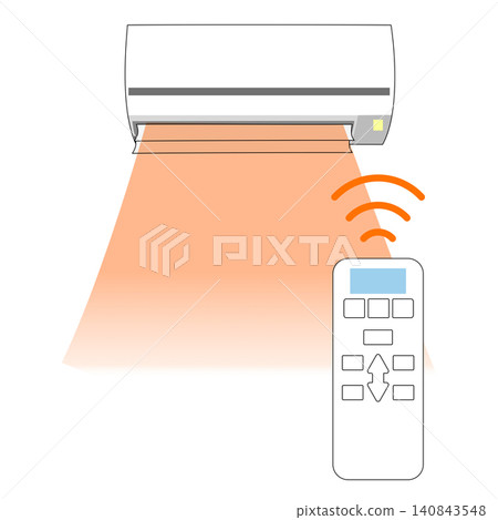 Image illustration of an air conditioner and remote control Image illustration of an air conditioner and remote control 140843548