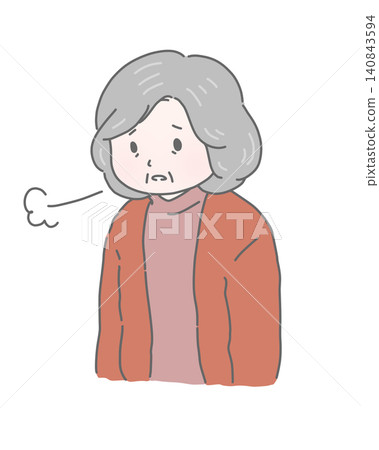 一位老婦人嘆了口氣,神情沮喪。 一位老婦人嘆了口氣,神情沮喪。 140843594