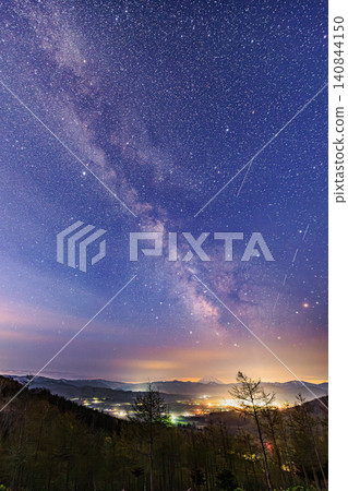 從赤井川村火山口觀景台上可以欣賞到令人嘆為觀止的繁星點點的夜空和美麗閃耀的銀河。 從赤井川村火山口觀景台上可以欣賞到令人嘆為觀止的繁星點點的夜空和美麗閃耀的銀河。 140844150
