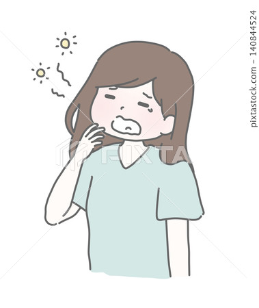 一個昏昏欲睡的女人打著哈欠 一個昏昏欲睡的女人打著哈欠 140844524