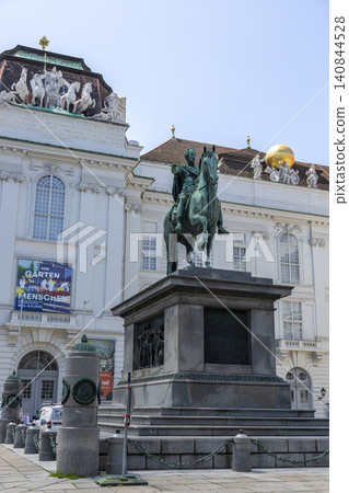 Vienna, Austria - June 13, 2023: Equestrian monument to Emperor Joseph II on Josefsplatz Square in Vienna Vienna, Austria - June 13, 2023: Equestrian monument to Emperor Joseph II on Josefsplatz Square in Vienna 140844528