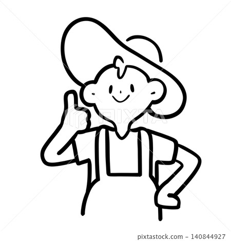Illustration of a farmer giving a thumbs-up | Thumbs-up sticker style - Agriculture 140844927