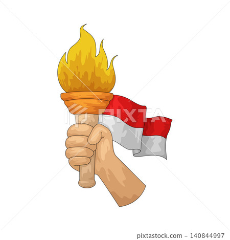 Illustration of Torch with Indonesia Flag Illustration of Torch with Indonesia Flag 140844997