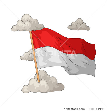 Illustration of Indonesia Flag with Cloud 140844998