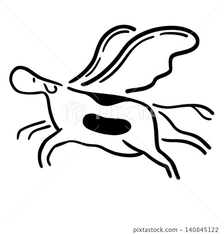 Illustration of a cow with wings that is flying | Fantasy, dream world, sticker style, line art Illustration of a cow with wings that is flying | Fantasy, dream world, sticker style, line art 140845122