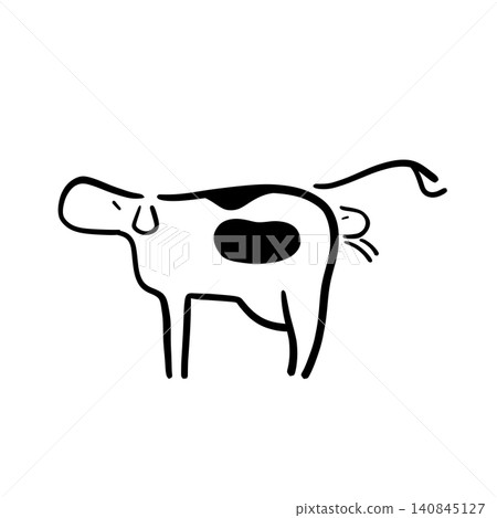 Illustration of a cow giving birth | Childbirth, calf emergence, breeding management, line drawing Illustration of a cow giving birth | Childbirth, calf emergence, breeding management, line drawing 140845127