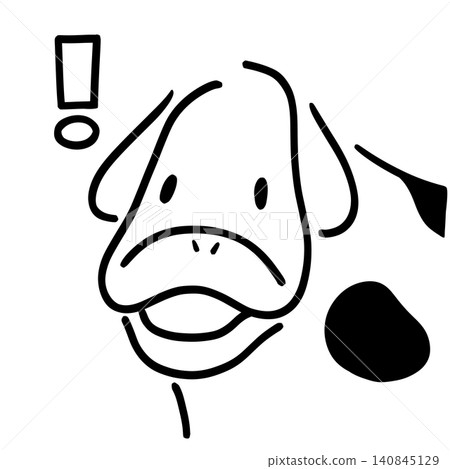 Illustration of a surprised cow | Exclamation mark sticker style line drawing Illustration of a surprised cow | Exclamation mark sticker style line drawing 140845129