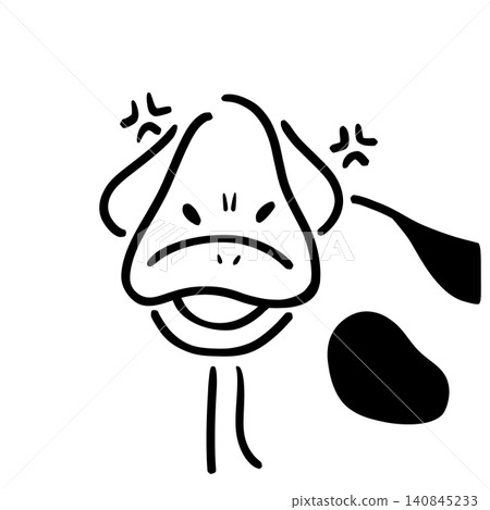 An angry cow illustration | Angry mark sticker style line drawing An angry cow illustration | Angry mark sticker style line drawing 140845233