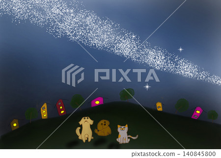 A cute toy poodle and labrador gazing up at the Milky Way A cute toy poodle and labrador gazing up at the Milky Way 140845800