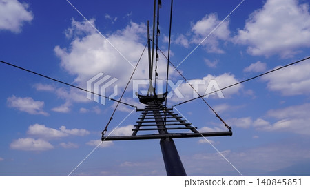 Ski Lift Structure Against Blue Sky and Clouds Ski Lift Structure Against Blue Sky and Clouds 140845851