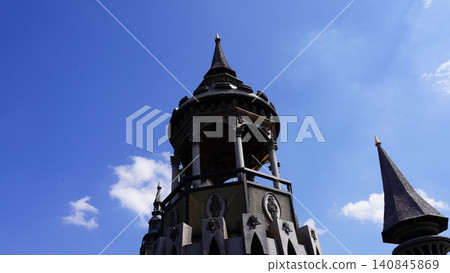 Architectural Tower Against a Clear Blue Sky Architectural Tower Against a Clear Blue Sky 140845869