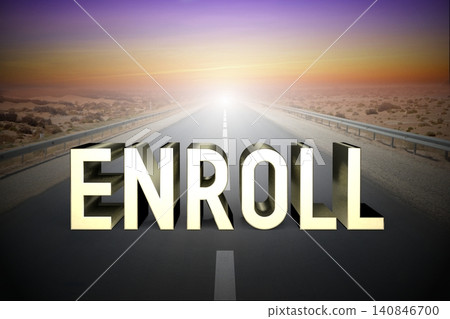 Enroll concept, road - 3D rendering Enroll concept, road - 3D rendering 140846700