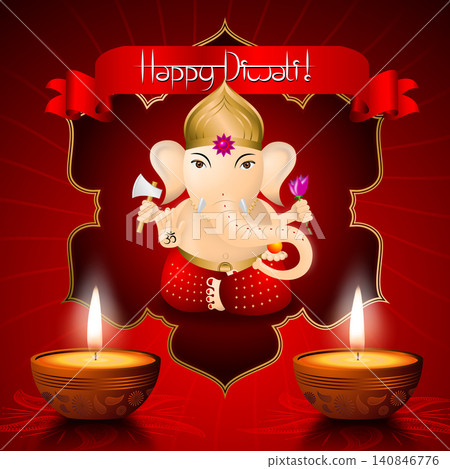 Happy Diwali card with Ganesha Happy Diwali card with Ganesha 140846776