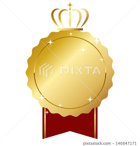 A luxurious crown and ribbon emblem frame A luxurious crown and ribbon emblem frame 140847171