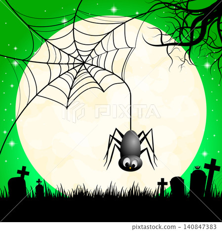 Halloween illustration - spider, web Halloween illustration - spider, web 140847383