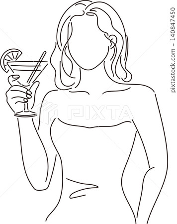 手持雞尾酒的女子;人物;線畫;插圖;手繪;生活方式;派對;材料 手持雞尾酒的女子;人物;線畫;插圖;手繪;生活方式;派對;材料 140847450