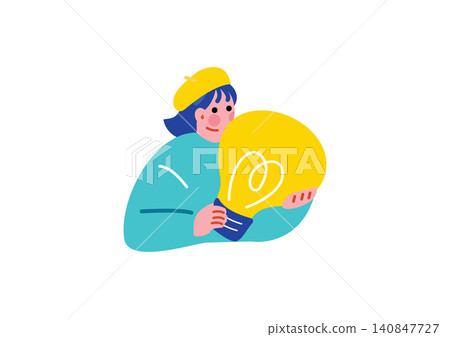 一幅描繪女設計師構思創意的插圖。 140847727