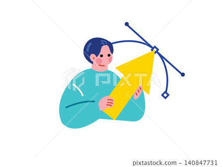 一個男人正在製作向量插圖的插圖 一個男人正在製作向量插圖的插圖 140847731