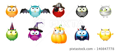 Halloween owls in fancy dresses/ costumes Halloween owls in fancy dresses/ costumes 140847778