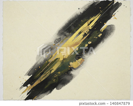 A powerful and stylish washi paper background where diagonal lines of ink and gold watercolors intersect. A powerful and stylish washi paper background where diagonal lines of ink and gold watercolors intersect. 140847879