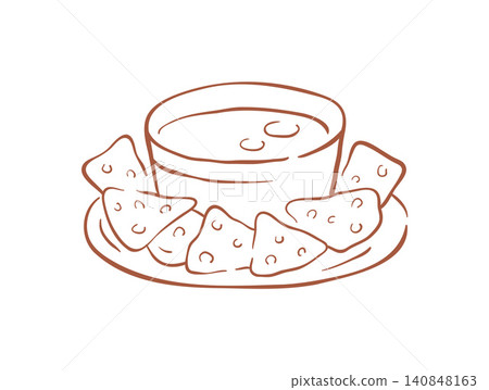 A Shareable Plate Of Nachos With A Bowl Of Cheese Dip Vector Illustration A Shareable Plate Of Nachos With A Bowl Of Cheese Dip Vector Illustration 140848163