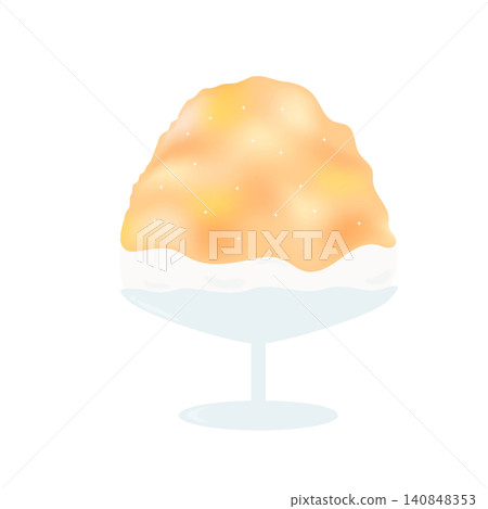 晶瑩剔透、蓬鬆柔軟的淡橙色刨冰——夏日美味! 晶瑩剔透、蓬鬆柔軟的淡橙色刨冰——夏日美味! 140848353