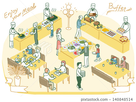 Buffet - Hand-drawn vector illustration - Isometric Buffet - Hand-drawn vector illustration - Isometric 140848514