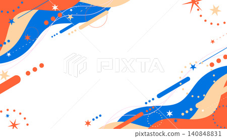Cute curved wave and shooting star Memphis frame background Cute curved wave and shooting star Memphis frame background 140848831