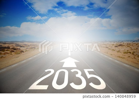 2035 - empty road on a desert and clouds on a sky 140848959