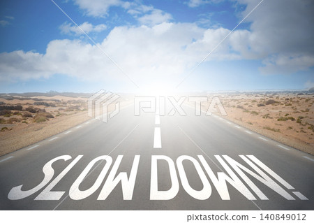 Road concept - slow down Road concept - slow down 140849012