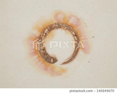 A warm, modern Japanese background with an amber-colored and copper foil circle floating in the center. A warm, modern Japanese background with an amber-colored and copper foil circle floating in the center. 140849070