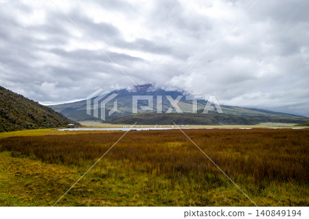 View of Cotopaxi Volcano and surrounding landscape in Ecuador View of Cotopaxi Volcano and surrounding landscape in Ecuador 140849194