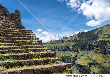 Inner View of Waqrapukara Archaeological Site in the Andean Highlands, Peru Inner View of Waqrapukara Archaeological Site in the Andean Highlands, Peru 140849212