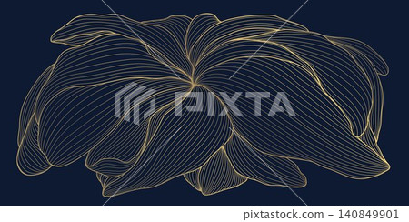 Elegant floral pattern golden line flowers, leaves, botanical branches, art deco Japanese design. Luxury vector illustration abstract organic, flowing wave elements, delicate ornament. Elegant floral pattern golden line flowers, leaves, botanical branches, art deco Japanese design. Luxury vector illustration abstract organic, flowing wave elements, delicate ornament. 140849901