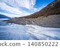 Perito moreno glacier patagonia los glaciares national park hikers crossing blue ice under wide sky by mountain 140850222