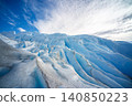 Perito moreno glacier patagonia los glaciares national park serene blue ice ridge beneath bright clouded sky 140850223