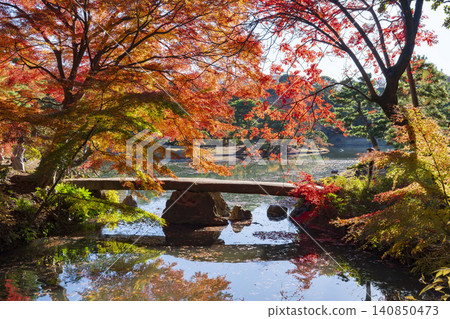渡月橋與六義園的秋葉 渡月橋與六義園的秋葉 140850473