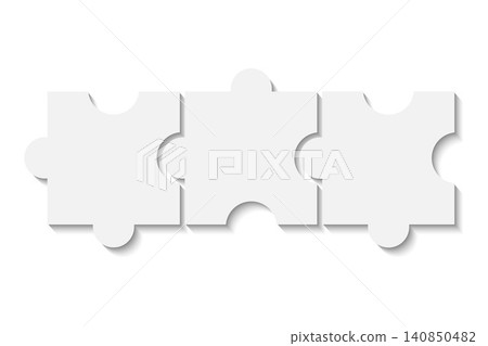 Vector jigsaw puzzle template with blank pieces for infographic design, educational games or business diagrams. 3 square white shapes completed together. Vector jigsaw puzzle template with blank pieces for infographic design, educational games or business diagrams. 3 square white shapes completed together. 140850482