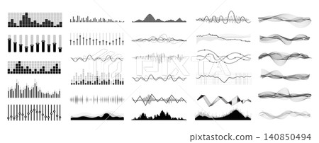 Vector set music equalizer, sound waves set. Vector set music equalizer, sound waves set. 140850494