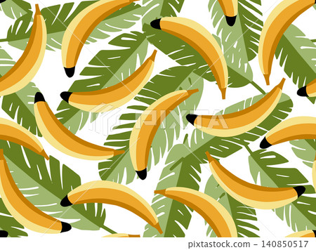 Banana and exotic leaves seamless pattern. Banana and exotic leaves seamless pattern. 140850517