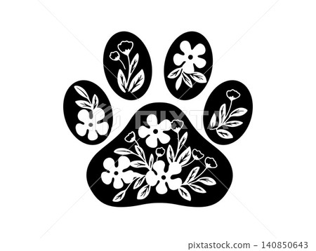 Outline vector silhouette cute paw prints Outline vector silhouette cute paw prints 140850643