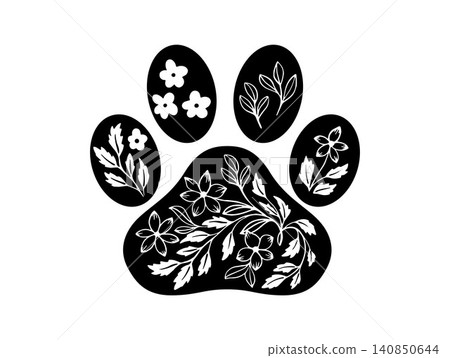 Outline vector silhouette cute paw prints Outline vector silhouette cute paw prints 140850644