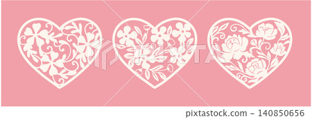 Beautiful floral lace silhouette vector heart Beautiful floral lace silhouette vector heart 140850656